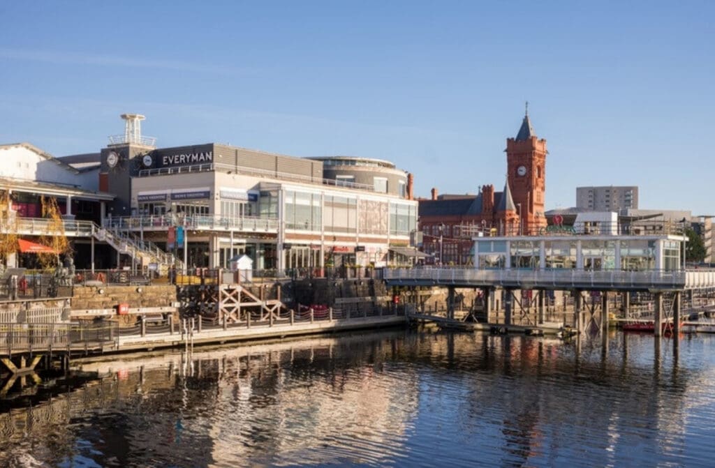 Cardiff city centre and Cardiff Bay, illustrating FOR Cardiff BID connectivity priorities