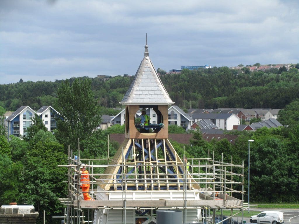 Clock tower reinstated at historic Swansea powerhouse building