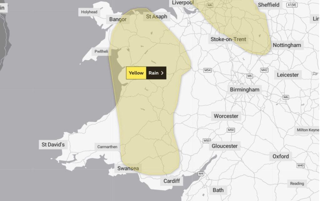 Met Office issues Yellow warning for rain in Wales