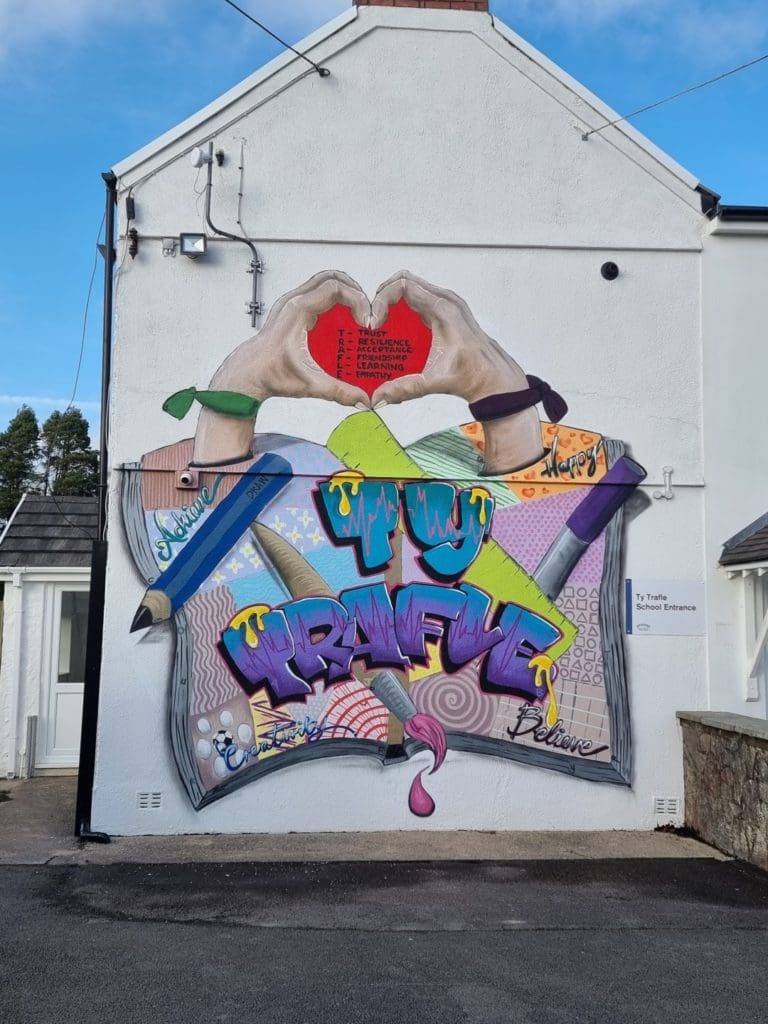 Pupils transform Swansea school with graffiti mural they helped design themselves
