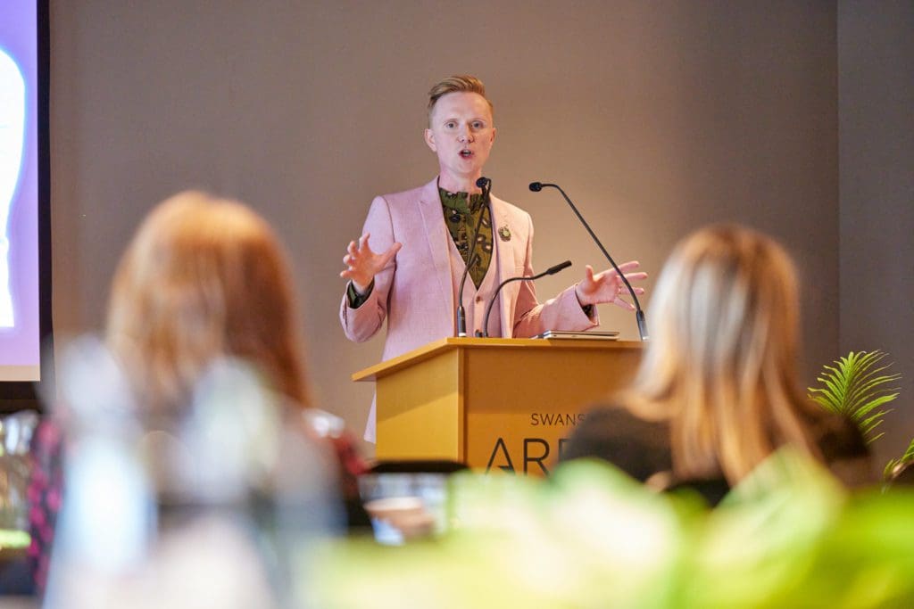 TV’s Owain Wyn Evans tells audience to feel the fear – and take the plunge