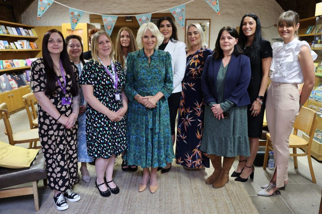 Queen Camilla meets domestic abuse charity representatives at Brecon Cathedral