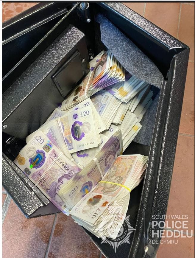 Nine people have been arrested and £50,000 cash seized in Cardiff