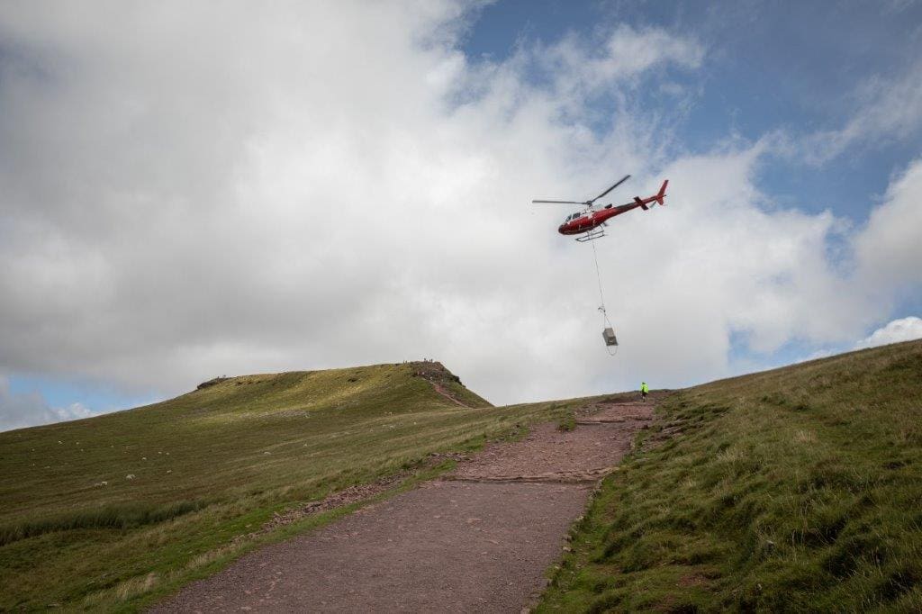 National Trust Cymru rangers get help from above to fix Pen y Fan footpaths