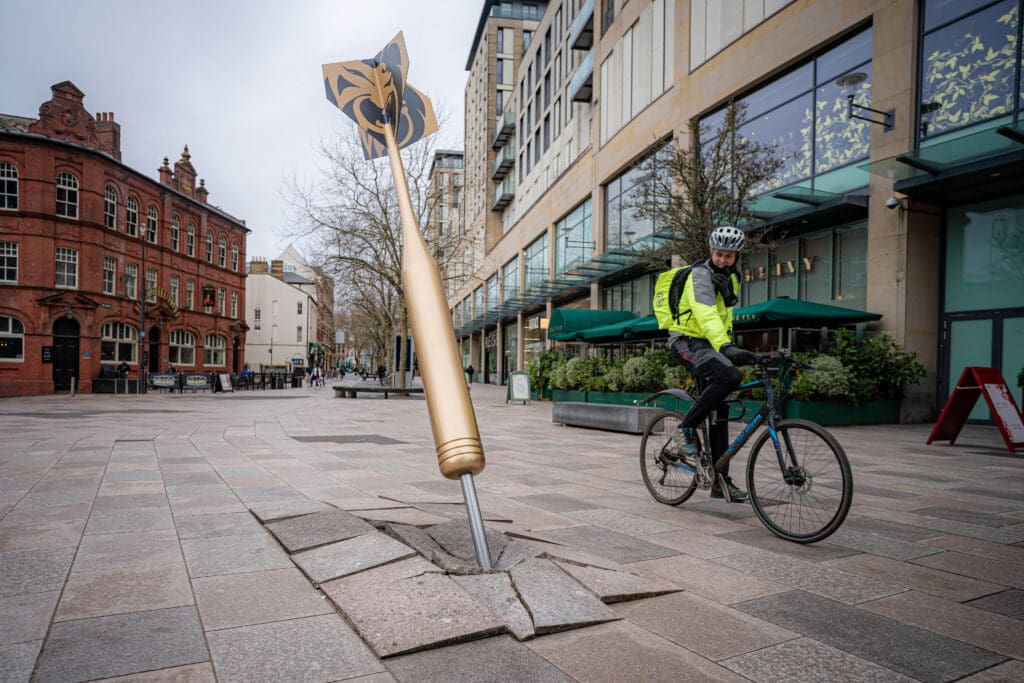 This is why three giant darts have appeared in Cardiff