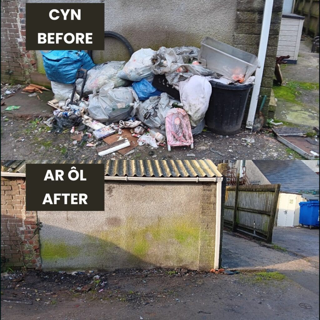 Community clean up at fly-tipping hotspot in Pyle