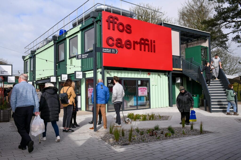 Caerphilly’s shipping container-style market opens to the public