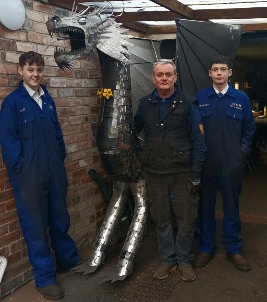 Teen Blacksmiths create life-size Welsh Dragon as a fundraiser for Wrexham Hospice.