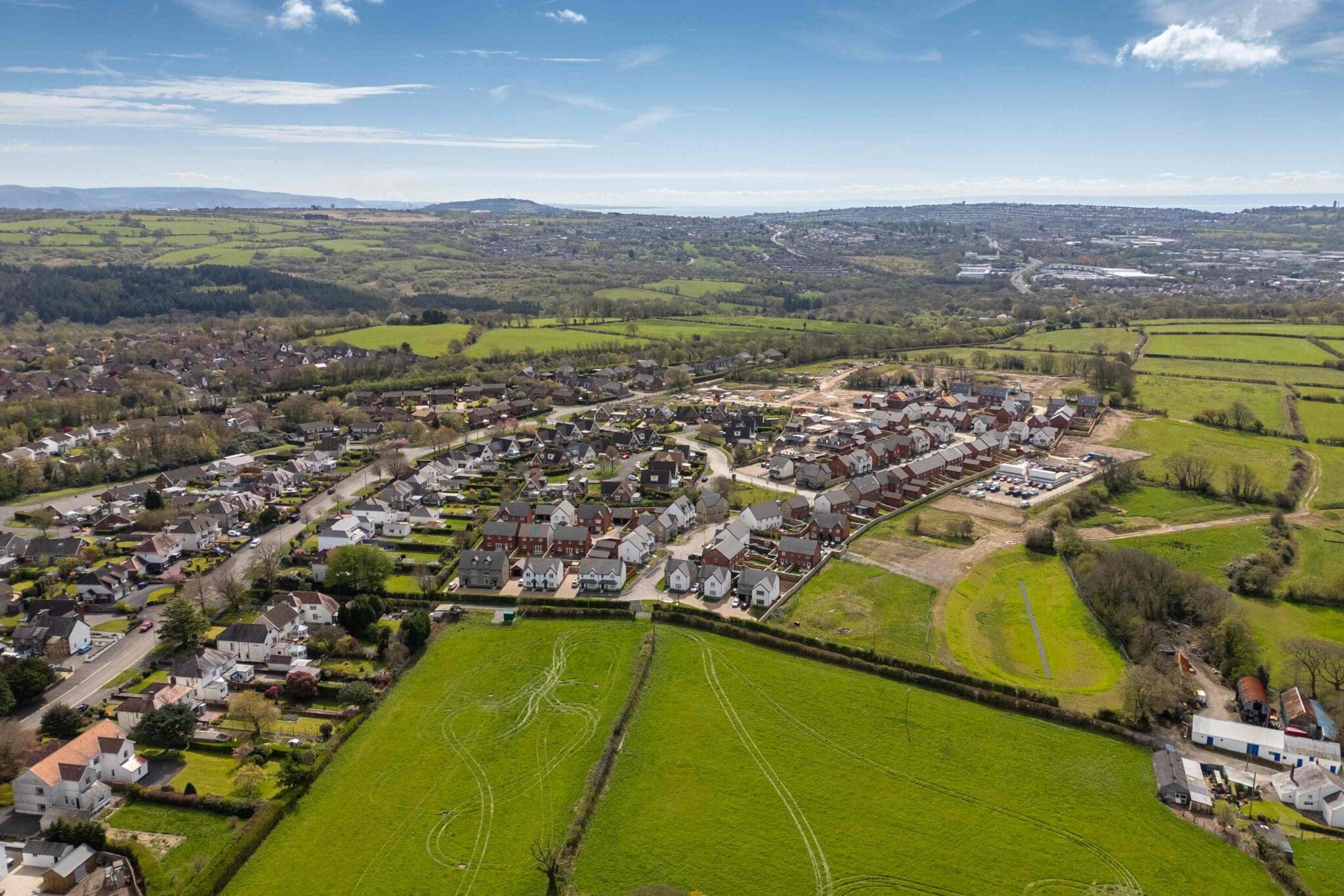 Aerial shots show progress of new homes near Swansea