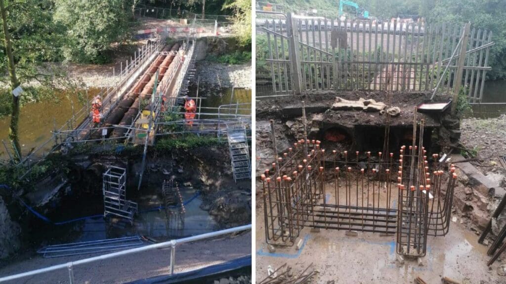 Stronger, wider feeder pipe footbridge near Abercynon underway after storm damage
