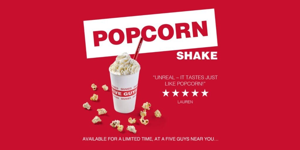 Five Guys Brings Big Screen Flavour to the Menu with New Popcorn Shake