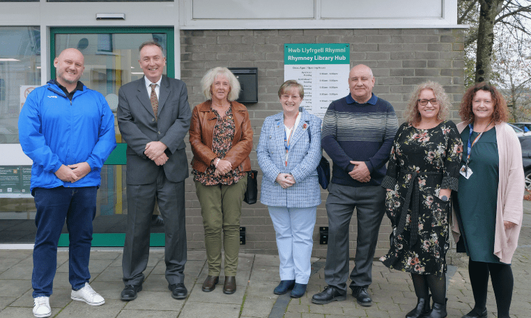 MPs visit Rhymney Library Hub to view new facilities