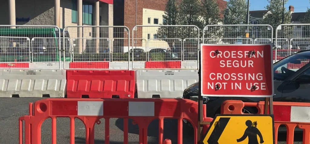 Improvement work to pedestrian crossing point on Queensway, Newport