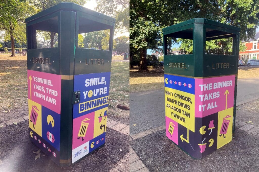 Cardiff bins get colourful makeover to tackle litter