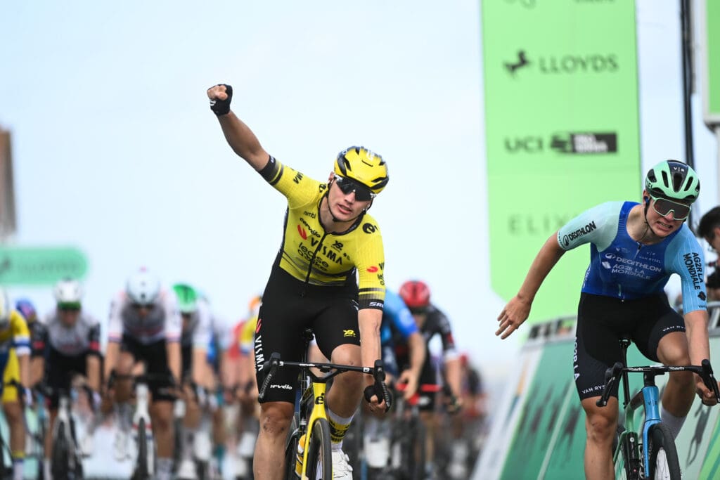 Geraint Thomas rides on despite puncture in farewell Tour of Britain