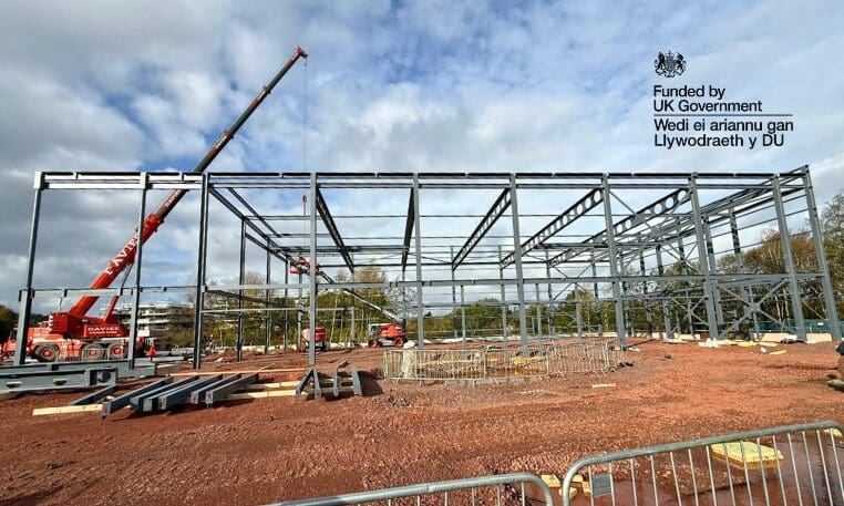 Major milestone as steelwork begins on Caerphilly’s new £38m leisure hub