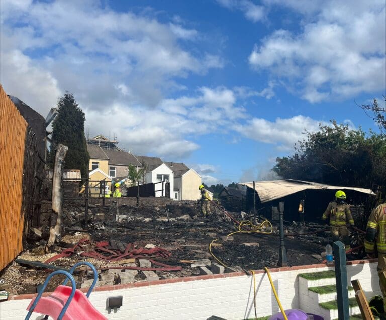 Fire crews from across South Wales respond to large fire in Treharris