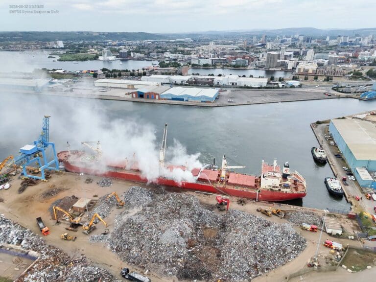 Fire service issues update following Cardiff Docks ship blaze