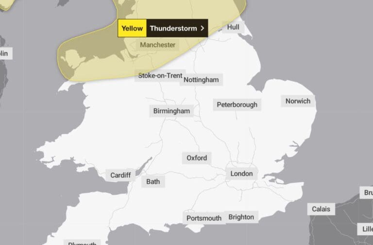 Yellow thunderstorm warning issued for parts of North Wales