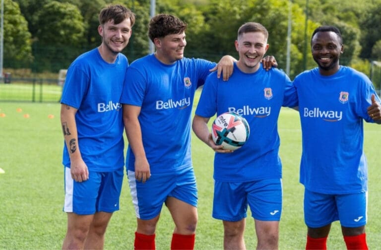 Cardiff football club scores sponsorship boost from housebuilder Cardiff Cosmopolitan FC players in new training tops sponsored by Bellway