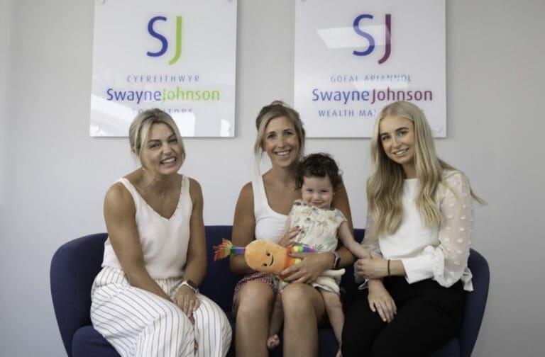 Fundraiser raises £7,278 for Flintshire toddler with rare condition Siobhan Smith with Rupert, Lynette Viney-Passig and Olivia Brown of Swayne Johnson