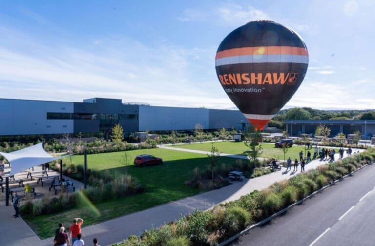 Renishaw celebrates 15 years in South Wales with £70m expansion Renishaw's sponsored hot air balloon G-MEAS at the company's Miskin site