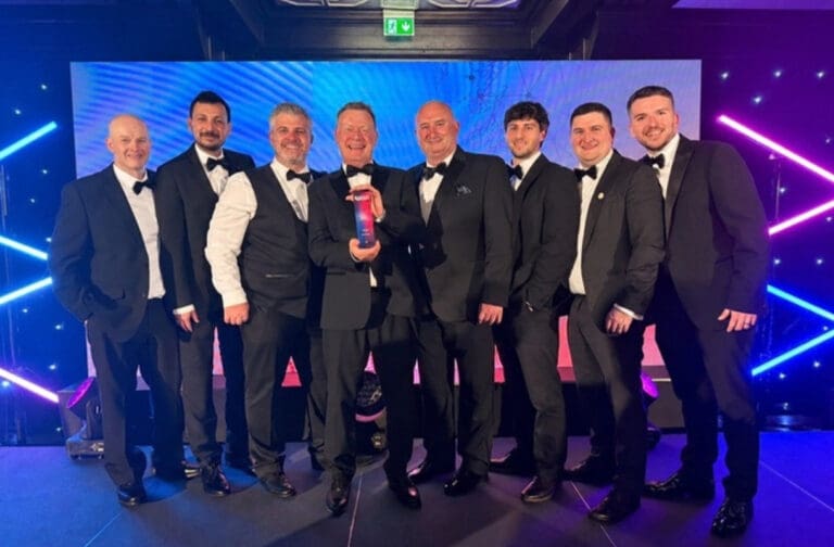 Welsh steel building manufacturer celebrates double awards success Shufflebottom team celebrating manufacturing award wins
