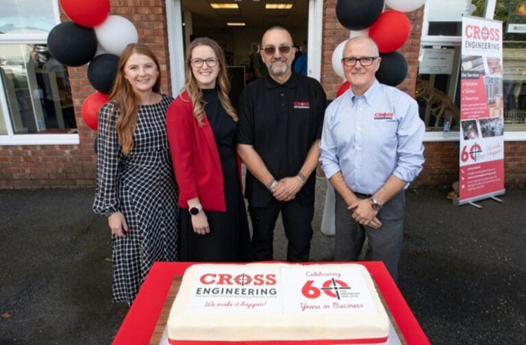Swansea engineering firm celebrates 60 years in business Rebecca Kinahan, Abigail Jeffreys, Andrew Phillips and David Jeffreys at Cross Engineering's 60th anniversary celebration
