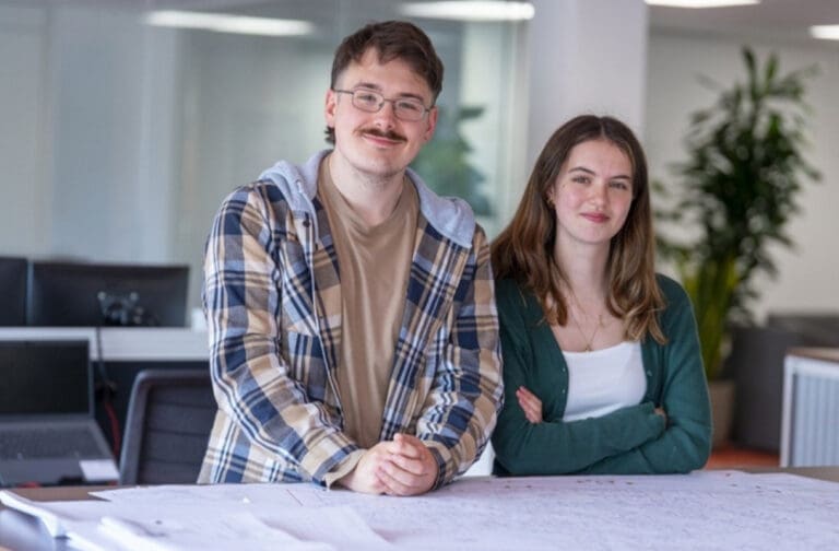 Paid internships open doors for neurodivergent graduates in South Wales Ella Griffiths and Lewys Evans at Bellway Wales